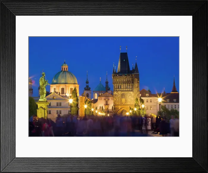 Framed Print : Old Town Bridge Tower and the dome of St. Francis of Assisi Church at Charles Bridge at twilight, UNESCO World Heritage Site, Prague, Czechia, Europe Framed Print : Old Town Bridge Tower and the dome of St. Francis of Assisi Church at Charles Bridge at twilight, UNESCO World Heritage Site, Prague, Czechia, Europe