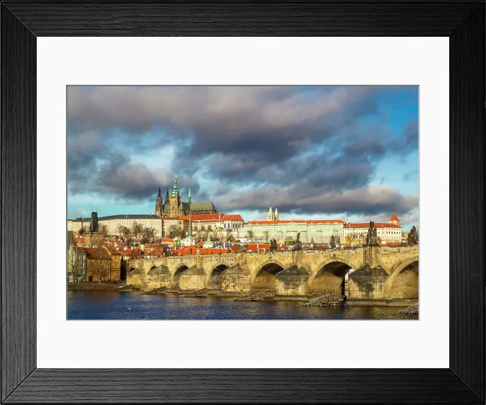 Framed Print : Prague Castle and Charles Bridge, UNESCO World Heritage Site, Old Town, Prague, Czechia, Europe