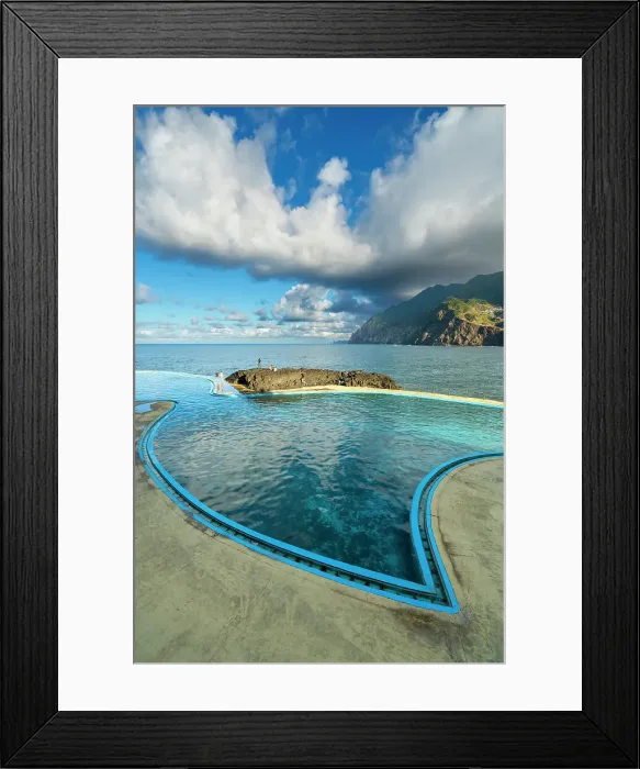 Framed Print : Coastal swimming pools near mountains at Porto da Cruz, Machico District, Madeira, Portugal, Atlantic, Europe Framed Print : Coastal swimming pools near mountains at Porto da Cruz, Machico District, Madeira, Portugal, Atlantic, Europe