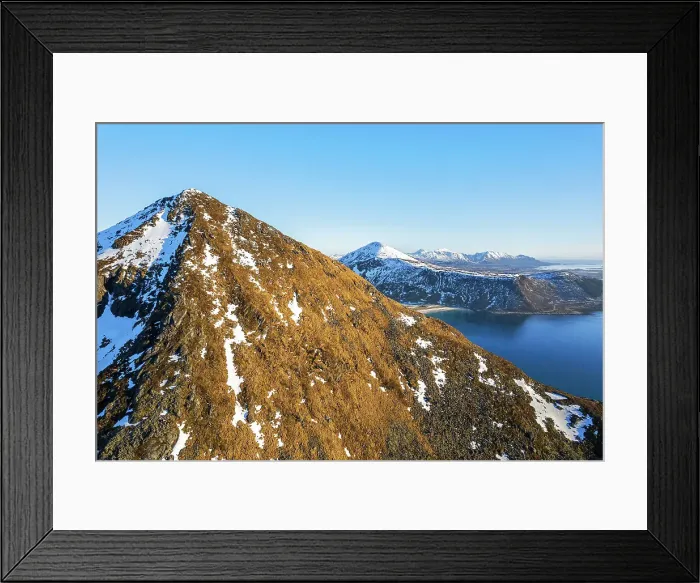 Framed Print : Aerial view of the Arctic landscape at thaw with the beach of Vik in the background, spring time, Vestvagoy, Lofoten Islands, Norway, Scandinavia, Europe Framed Print : Aerial view of the Arctic landscape at thaw with the beach of Vik in the background, spring time, Vestvagoy, Lofoten Islands, Norway, Scandinavia, Europe