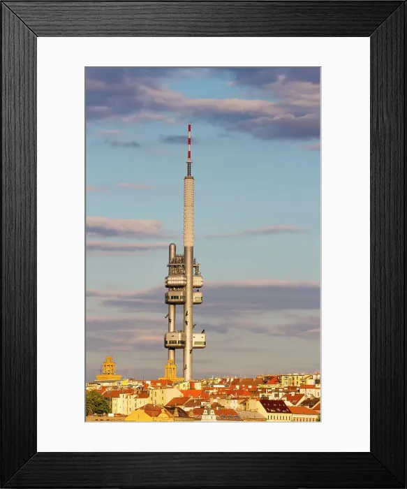 Framed Print : TV Tower in Zizkov at sunset, Prague, Czech Republic (Czechia), Europe Framed Print : TV Tower in Zizkov at sunset, Prague, Czech Republic (Czechia), Europe