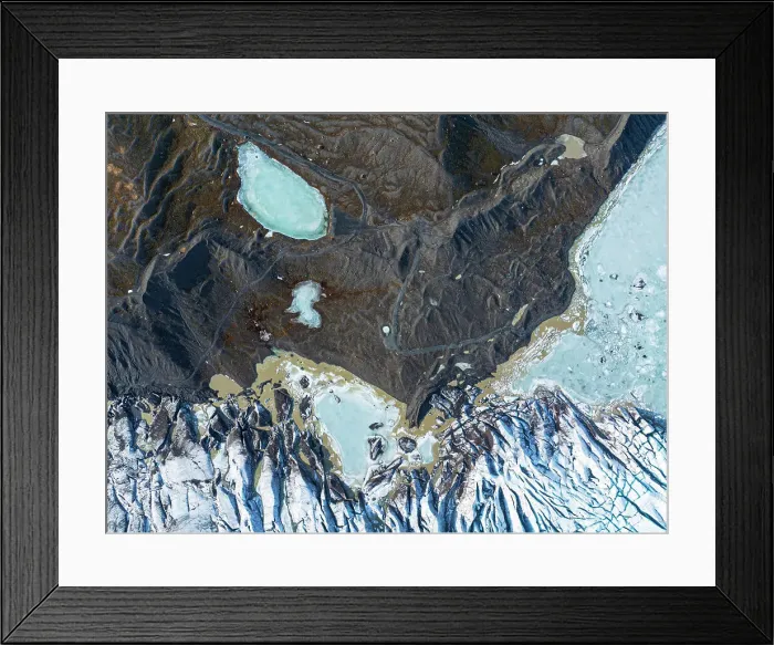 Framed Print : Aerial drone view of particular ice textures formed in the Svinafellsjokull glacier following global warming, Iceland, Polar Regions Framed Print : Aerial drone view of particular ice textures formed in the Svinafellsjokull glacier following global warming, Iceland, Polar Regions