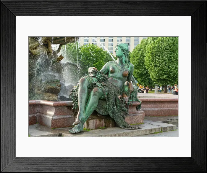 Framed Print : Sculpture of woman at Neptune Fountain designed by Reinhold Begas, Mitte, Berlin, Germany, Europe