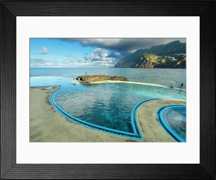 Framed Print : Coastal swimming pools near mountains at Porto da Cruz, Machico District, Madeira, Portugal, Atlantic, Europe Framed Print : Coastal swimming pools near mountains at Porto da Cruz, Machico District, Madeira, Portugal, Atlantic, Europe