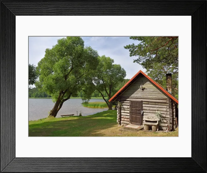 Framed Print : Traditional sauna on the edge of Lusiai Lake at Paluse, Aukstaitija National Park, Lithuania, Europe Framed Print : Traditional sauna on the edge of Lusiai Lake at Paluse, Aukstaitija National Park, Lithuania, Europe