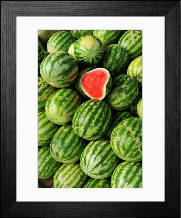 Framed Print : Watermelon display for sale on the roadside, Republic of Panama, Central America Framed Print : Watermelon display for sale on the roadside, Republic of Panama, Central America