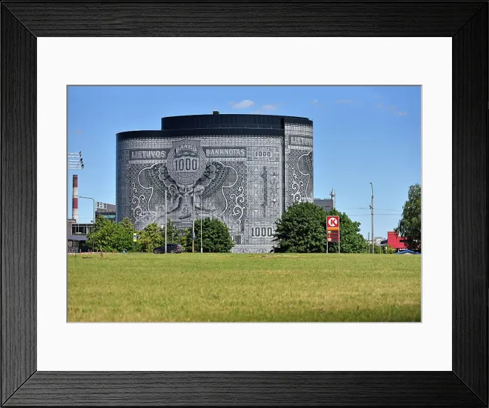 Framed Print : Office Center 1000 building, in the form of a former 1000 LTL banknote (the Lithuanian litas), by architect Rimas Adomaitis, Kaunas, Lithuania, Europe Framed Print : Office Center 1000 building, in the form of a former 1000 LTL banknote (the Lithuanian litas), by architect Rimas Adomaitis, Kaunas, Lithuania, Europe
