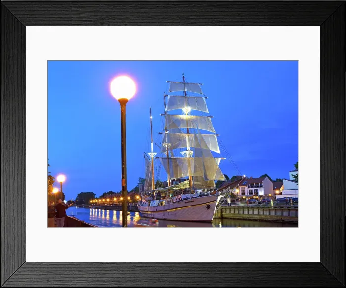 Framed Print : Barquentine Meridianas, now converted for catering purposes, moored by the embankment of the Dane river, Klaipeda, port city on the Baltic Sea, Lithuania, Europe Framed Print : Barquentine Meridianas, now converted for catering purposes, moored by the embankment of the Dane river, Klaipeda, port city on the Baltic Sea, Lithuania, Europe