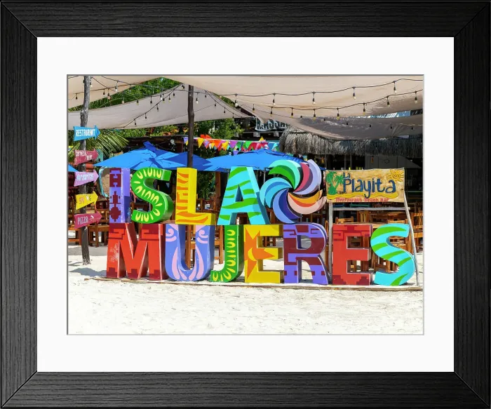 Framed Print : Colourful sign on beach, Isla Mujeres, Caribbean Coast, Cancun, Quintana Roo, Mexico, North America Framed Print : Colourful sign on beach, Isla Mujeres, Caribbean Coast, Cancun, Quintana Roo, Mexico, North America