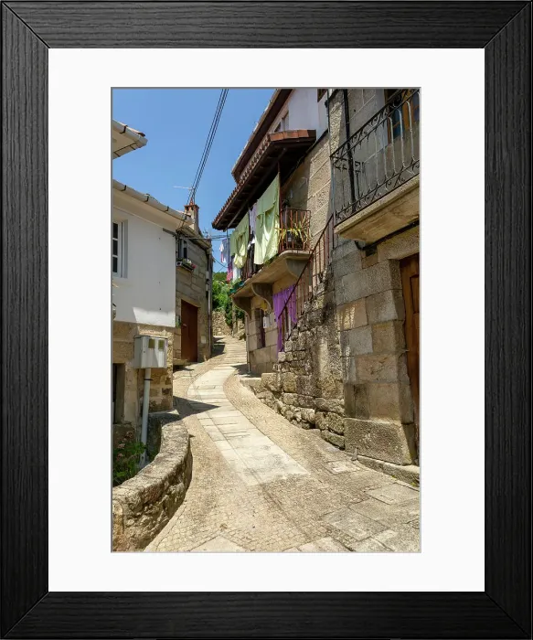 Framed Print : Narrow street of historic houses in village of Pazos de Arenteiro, Boboras, Ourense province, Galicia, Spain, Europe Framed Print : Narrow street of historic houses in village of Pazos de Arenteiro, Boboras, Ourense province, Galicia, Spain, Europe