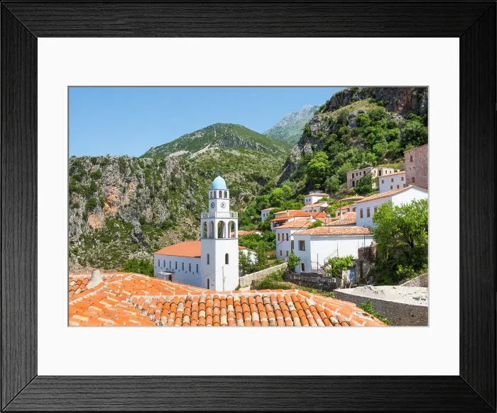 Framed Print : Dhermi, village of the Ionian Coast leaning against the Ceraunian Mountains, Albania, Europe Framed Print : Dhermi, village of the Ionian Coast leaning against the Ceraunian Mountains, Albania, Europe