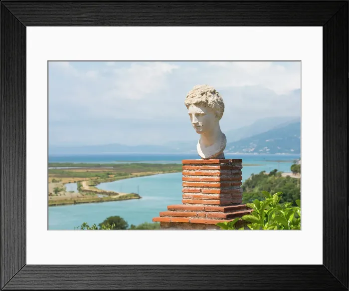 Framed Print : Copy of the head of the Goddess of Butrint in the precinct of the Acropolis of the Archaeological site of Butrint, Butrint National Park, UNESCO World Heritage Site, near Saranda, on the Ionian coast, Albania, Europe Framed Print : Copy of the head of the Goddess of Butrint in the precinct of the Acropolis of the Archaeological site of Butrint, Butrint National Park, UNESCO World Heritage Site, near Saranda, on the Ionian coast, Albania, Europe