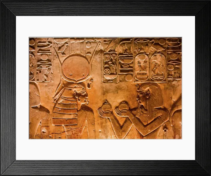 Framed Print : Pharaoh Seti I on right, Goddess Hathor on left, Bas Relief, Tomb of Seti I, KV17, Valley of the Kings, Ancient Thebes, UNESCO World Heritage Site, Luxor, Egypt, North Africa, Africa