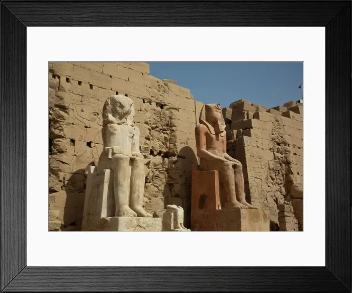 Framed Print : Seated Pharaohs, Pylon 8, Karnak Temple Complex, UNESCO World Heritage Site, Luxor, Egypt, North Africa, Africa Framed Print : Seated Pharaohs, Pylon 8, Karnak Temple Complex, UNESCO World Heritage Site, Luxor, Egypt, North Africa, Africa
