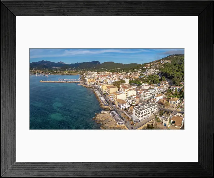 Framed Print : Aerial view of turquoise sea and Port d'Andratx, Majorca, Balearic Islands, Spain, Mediterranean, Europe Framed Print : Aerial view of turquoise sea and Port d'Andratx, Majorca, Balearic Islands, Spain, Mediterranean, Europe