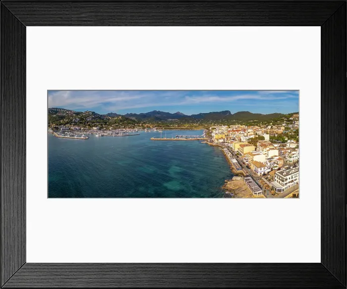 Framed Print : Aerial view of turquoise sea and Port d'Andratx, Majorca, Balearic Islands, Spain, Mediterranean, Europe Framed Print : Aerial view of turquoise sea and Port d'Andratx, Majorca, Balearic Islands, Spain, Mediterranean, Europe