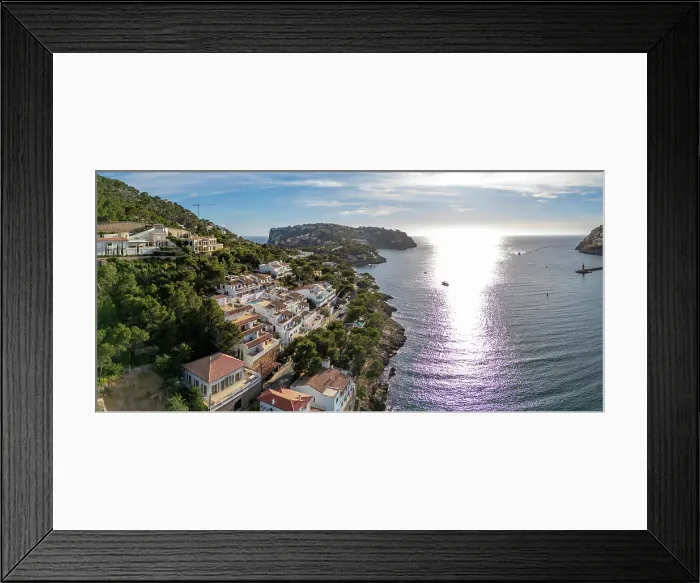Framed Print : Aerial view of rugged coastline and Port d'Andratx, Majorca, Balearic Islands, Spain, Mediterranean, Europe Framed Print : Aerial view of rugged coastline and Port d'Andratx, Majorca, Balearic Islands, Spain, Mediterranean, Europe