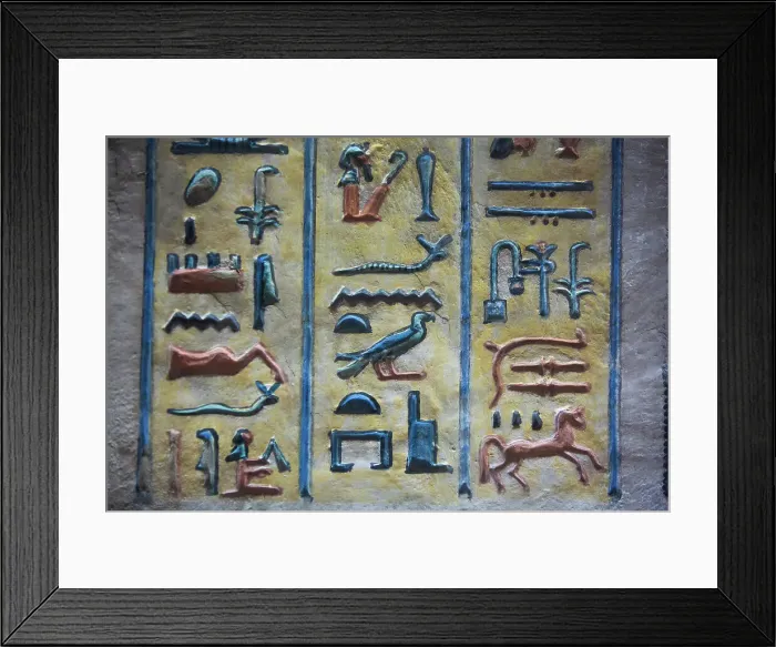 Framed Print : Bas Relief of Hieroglyphics, Tomb of Prince Amenherkhepshef (Amenkopshef), QV55, Valley of the Queens, Ancient Thebes, UNESCO World Heritage Site, Luxor, Egypt, North Africa, Africa