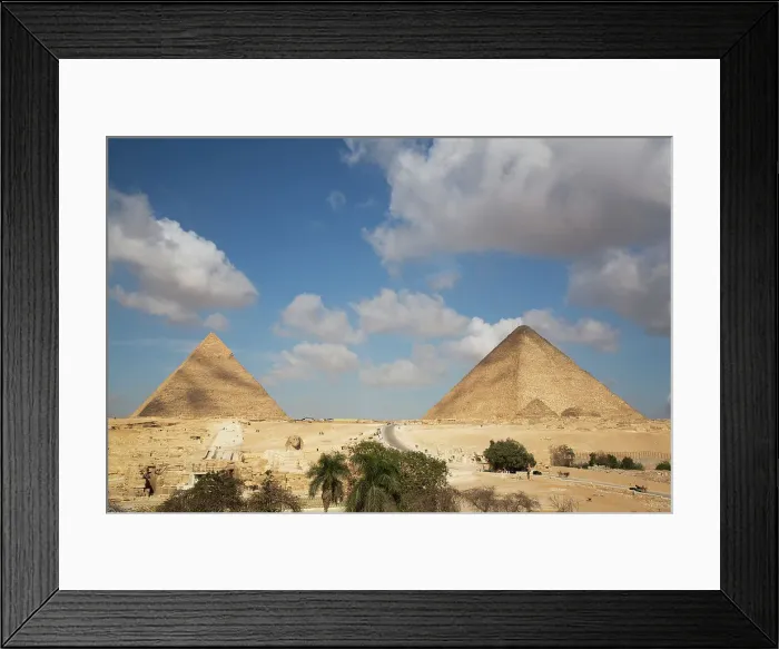 Framed Print : Pyramid of Khafre (Chephren) on left, Pyramid of Khufu (Cheops) on right, Giza Pyramid Complex, UNESCO World Heritage Site, Giza, Egypt, North Africa, Africa Framed Print : Pyramid of Khafre (Chephren) on left, Pyramid of Khufu (Cheops) on right, Giza Pyramid Complex, UNESCO World Heritage Site, Giza, Egypt, North Africa, Africa