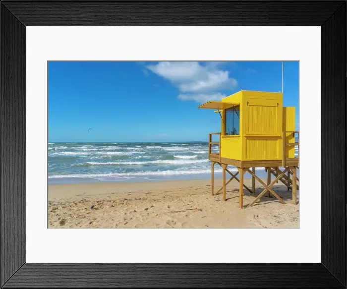 Framed Print : View of lifeguard watchtower at Playa de Palma, S'Arenal, Palma, Majorca, Balearic Islands, Spain, Mediterranean, Europe Framed Print : View of lifeguard watchtower at Playa de Palma, S'Arenal, Palma, Majorca, Balearic Islands, Spain, Mediterranean, Europe