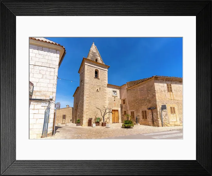 Framed Print : View of Santa Anna Church at hilltop town of Moscari, Majorca, Balearic Islands, Spain, Mediterranean, Europe