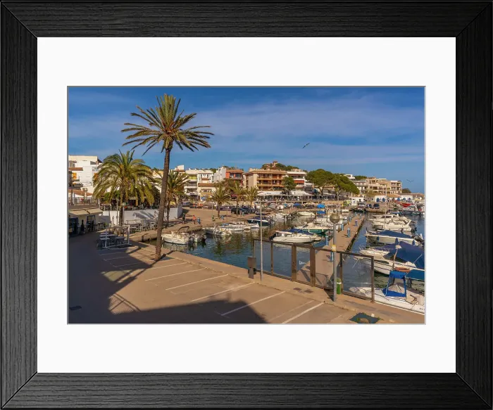Framed Print : View of restaurants in the harbour at Cala Rajada, Majorca, Balearic Islands, Spain, Mediterranean, Europe Framed Print : View of restaurants in the harbour at Cala Rajada, Majorca, Balearic Islands, Spain, Mediterranean, Europe