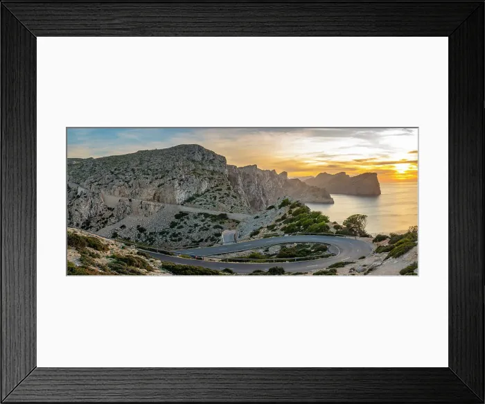Framed Print : View of sunset and road leading to Cap Formentor, Majorca, Balearic Islands, Spain, Mediterranean, Europe Framed Print : View of sunset and road leading to Cap Formentor, Majorca, Balearic Islands, Spain, Mediterranean, Europe