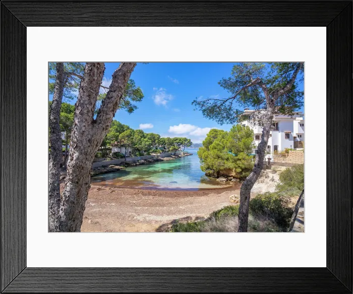 Framed Print : View of Es Calo d'en Pellicer beach in Santa Ponsa, Majorca, Balearic Islands, Spain, Mediterranean, Europe Framed Print : View of Es Calo d'en Pellicer beach in Santa Ponsa, Majorca, Balearic Islands, Spain, Mediterranean, Europe