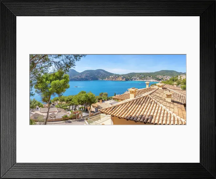 Framed Print : View of villlas overlooking bay at Camp de Mar, Camp de Mar, Majorca, Balearic Islands, Spain, Mediterranean, Europe Framed Print : View of villlas overlooking bay at Camp de Mar, Camp de Mar, Majorca, Balearic Islands, Spain, Mediterranean, Europe