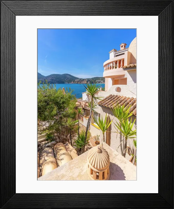 Framed Print : View of villlas overlooking bay at Camp de Mar, Camp de Mar, Majorca, Balearic Islands, Spain, Mediterranean, Europe Framed Print : View of villlas overlooking bay at Camp de Mar, Camp de Mar, Majorca, Balearic Islands, Spain, Mediterranean, Europe