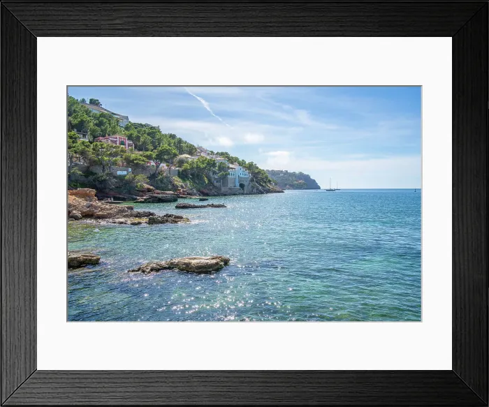 Framed Print : View of villas overlooking the sea at Port d'Andratx, Majorca, Balearic Islands, Spain, Mediterranean, Europe Framed Print : View of villas overlooking the sea at Port d'Andratx, Majorca, Balearic Islands, Spain, Mediterranean, Europe