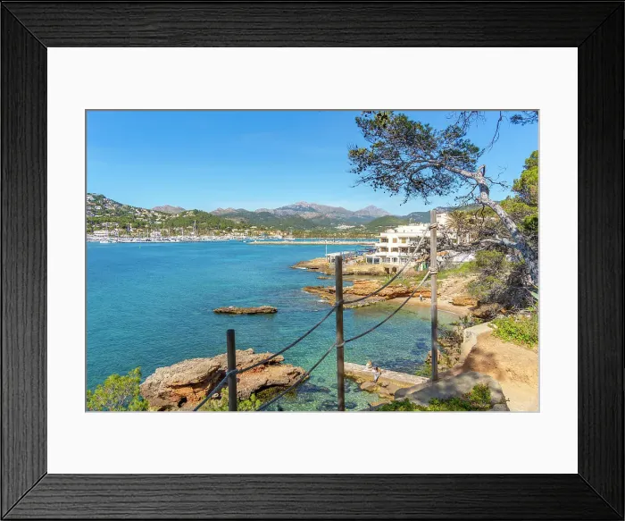 Framed Print : View of rocky shoreline and the sea at Port d'Andratx, Majorca, Balearic Islands, Spain, Mediterranean, Europe Framed Print : View of rocky shoreline and the sea at Port d'Andratx, Majorca, Balearic Islands, Spain, Mediterranean, Europe