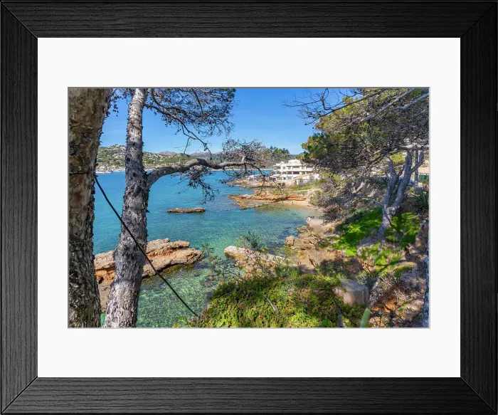 Framed Print : View of rocky shoreline and the sea at Port d'Andratx, Majorca, Balearic Islands, Spain, Mediterranean, Europe Framed Print : View of rocky shoreline and the sea at Port d'Andratx, Majorca, Balearic Islands, Spain, Mediterranean, Europe