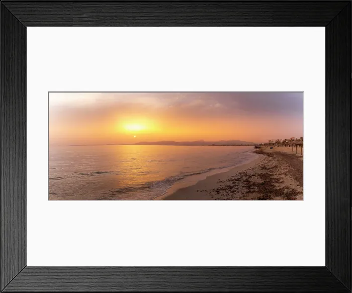 Framed Print : View of beach at Playa de Palma at sunset, S'Arenal, Palma, Majorca, Balearic Islands, Spain, Mediterranean, Europe Framed Print : View of beach at Playa de Palma at sunset, S'Arenal, Palma, Majorca, Balearic Islands, Spain, Mediterranean, Europe