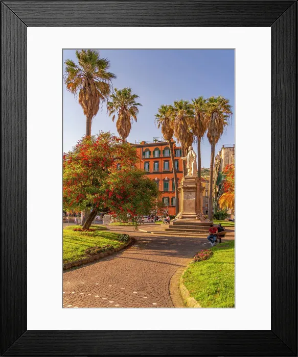 Framed Print : View of Nicola Amore statue and colourful architecture in Piazza della Vittoria, Naples, Campania, Italy, Europe Framed Print : View of Nicola Amore statue and colourful architecture in Piazza della Vittoria, Naples, Campania, Italy, Europe