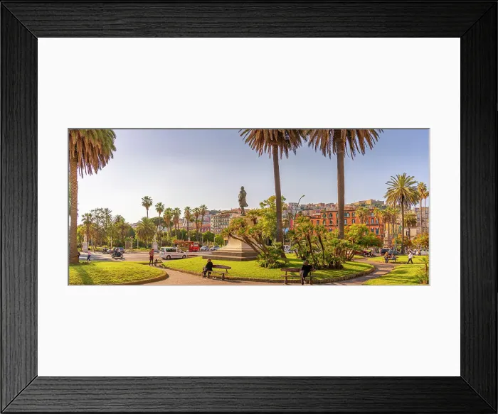 Framed Print : View of Giovanni Nicotera statue and colourful architecture in Piazza della Vittoria, Naples, Campania, Italy, Europe Framed Print : View of Giovanni Nicotera statue and colourful architecture in Piazza della Vittoria, Naples, Campania, Italy, Europe