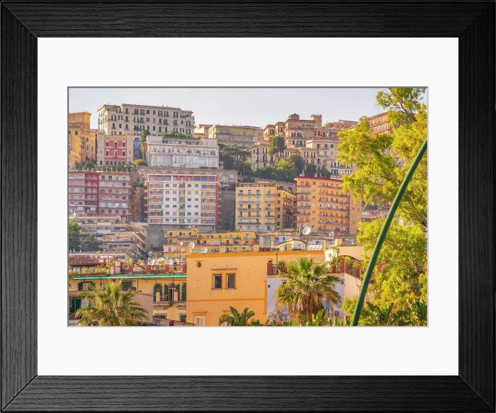 Framed Print : View of pastel coloured villas near Sant'Elmo Castle from Rotonda Diaz, Naples, Campania, Italy, Europe