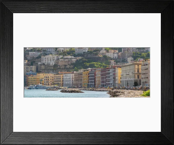 Framed Print : View of pastel coloured architecture on waterfront of Via Francesco Caracciolo, Naples, Campania, Italy, Europe Framed Print : View of pastel coloured architecture on waterfront of Via Francesco Caracciolo, Naples, Campania, Italy, Europe