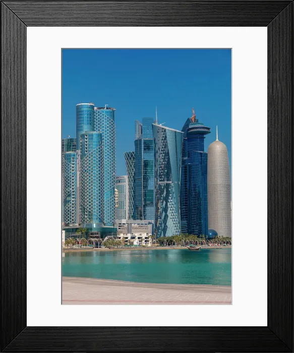 Framed Print : A Traditional Dhow against the West Bay Skyline, Doha, Qatar, Middle East Framed Print : A Traditional Dhow against the West Bay Skyline, Doha, Qatar, Middle East