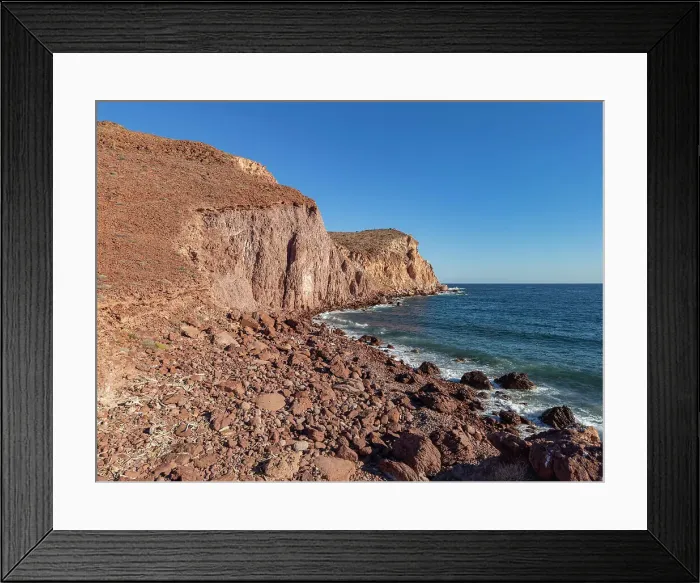Framed Print : The coastline of Isla Espiritu Santo, Baja California Sur, Sea of Cortez, Mexico, North America