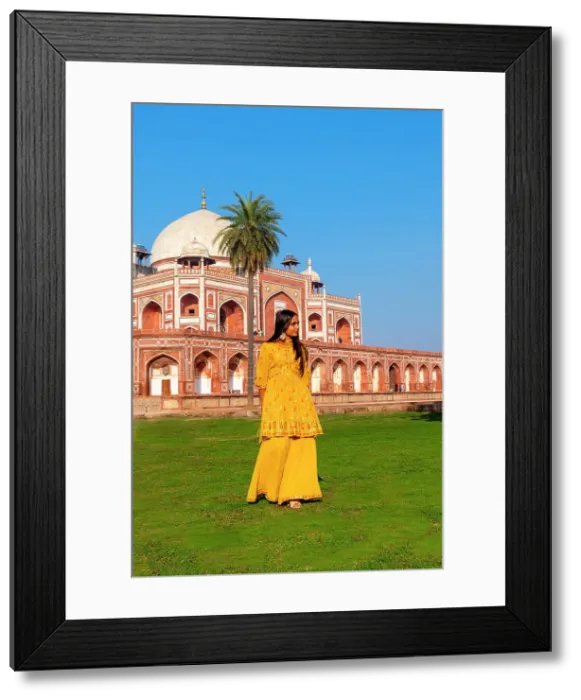 Framed Print : Young Indian Girl in front of Humayun's Tomb, UNESCO World Heritage Site, Delhi, India, South Asia, Asia Framed Print : Young Indian Girl in front of Humayun's Tomb, UNESCO World Heritage Site, Delhi, India, South Asia, Asia