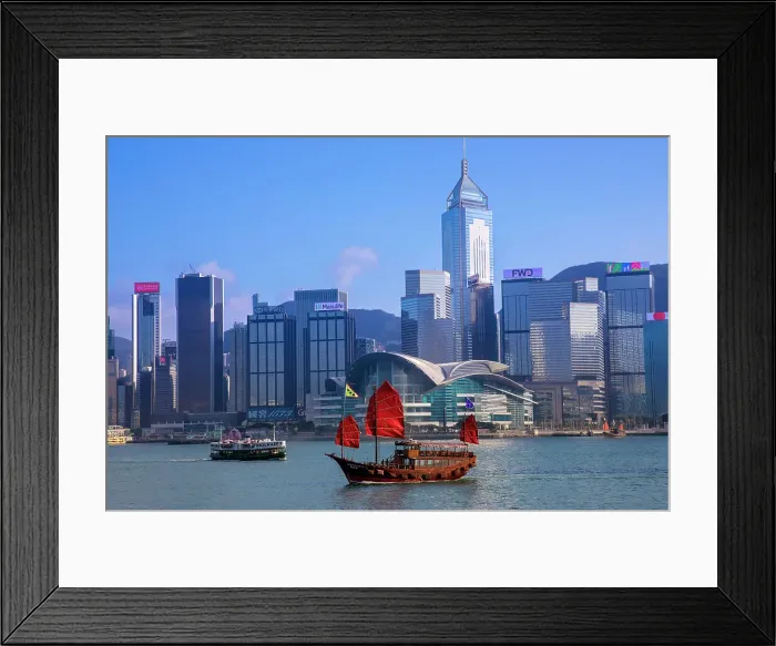 Framed Print : A Red Sail Junk in Hong Kong Harbour, Hong Kong, Special Administrative Region of the People's Republic of China, China, Asia Framed Print : A Red Sail Junk in Hong Kong Harbour, Hong Kong, Special Administrative Region of the People's Republic of China, China, Asia