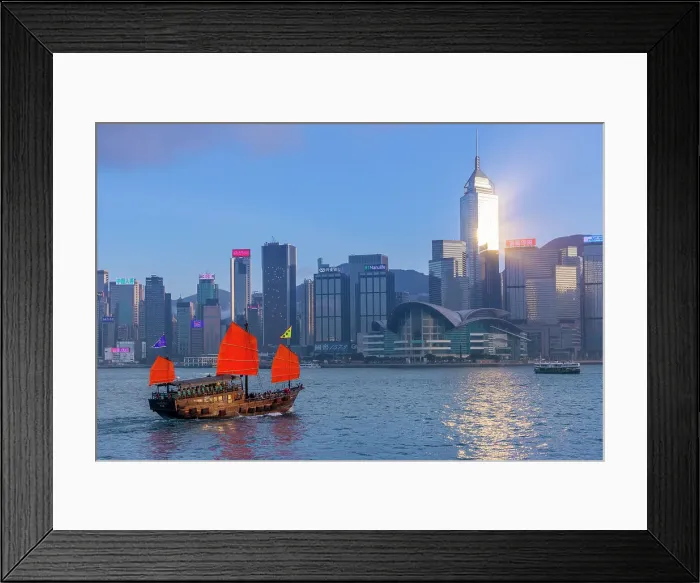 Framed Print : A Red Sail Junk in Hong Kong Harbour, Hong Kong, Special Administrative Region of the People's Republic of China, China, Asia Framed Print : A Red Sail Junk in Hong Kong Harbour, Hong Kong, Special Administrative Region of the People's Republic of China, China, Asia