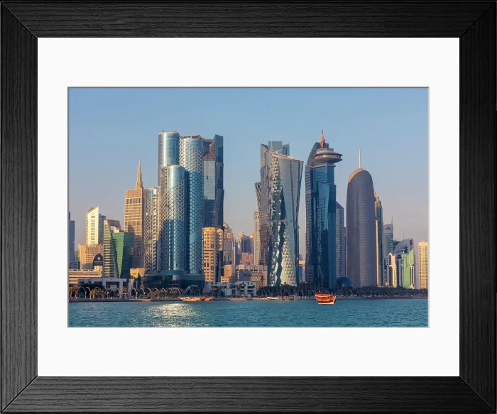 Framed Print : A Traditional Dhow against the West Bay Skyline, Doha, Qatar, Middle East Framed Print : A Traditional Dhow against the West Bay Skyline, Doha, Qatar, Middle East