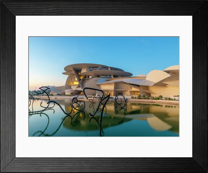 Framed Print : National Museum of Qatar at dusk, Doha, Qatar, Middle East Framed Print : National Museum of Qatar at dusk, Doha, Qatar, Middle East