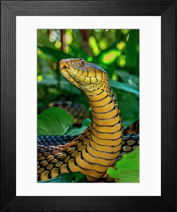 Framed Print : AI generated image of a Rearing King cobra, Asia Framed Print : AI generated image of a Rearing King cobra, Asia