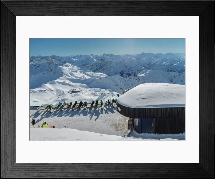 Framed Print : Summit restaurant on Nebelhorn summit, 2224m, Oberstdorf, Swabia, Bavarian Alps, Bavaria, Germany, Europe