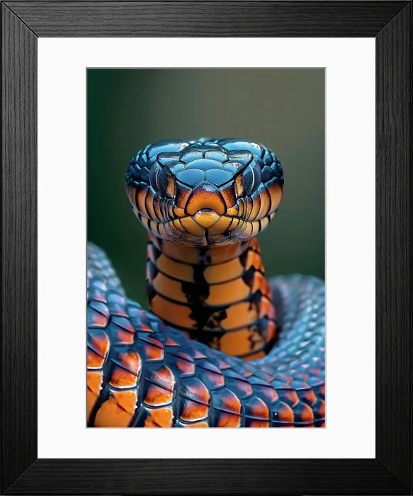 Framed Print : AI generated image of a Stylized venomous black mamba portrait, Africa Framed Print : AI generated image of a Stylized venomous black mamba portrait, Africa