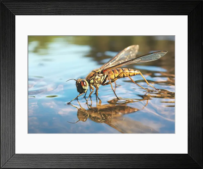 Framed Print : AI generated image of a Common pond skater walking on the water Framed Print : AI generated image of a Common pond skater walking on the water