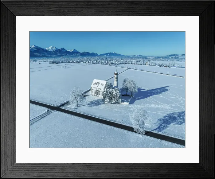 Framed Print : Aerial of the Pilgrimage Church of St. Coloman near Schwangau, Swabia, Bavarian Alps, Bavaria, Germany, Europe Framed Print : Aerial of the Pilgrimage Church of St. Coloman near Schwangau, Swabia, Bavarian Alps, Bavaria, Germany, Europe